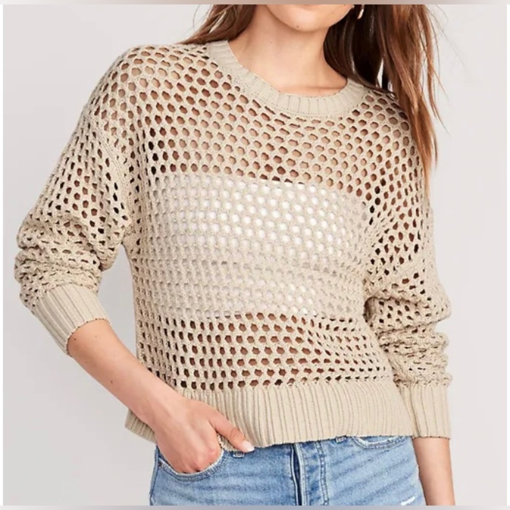 Open Stitch Pullover Sweater - beige - Picture 2 of 3
